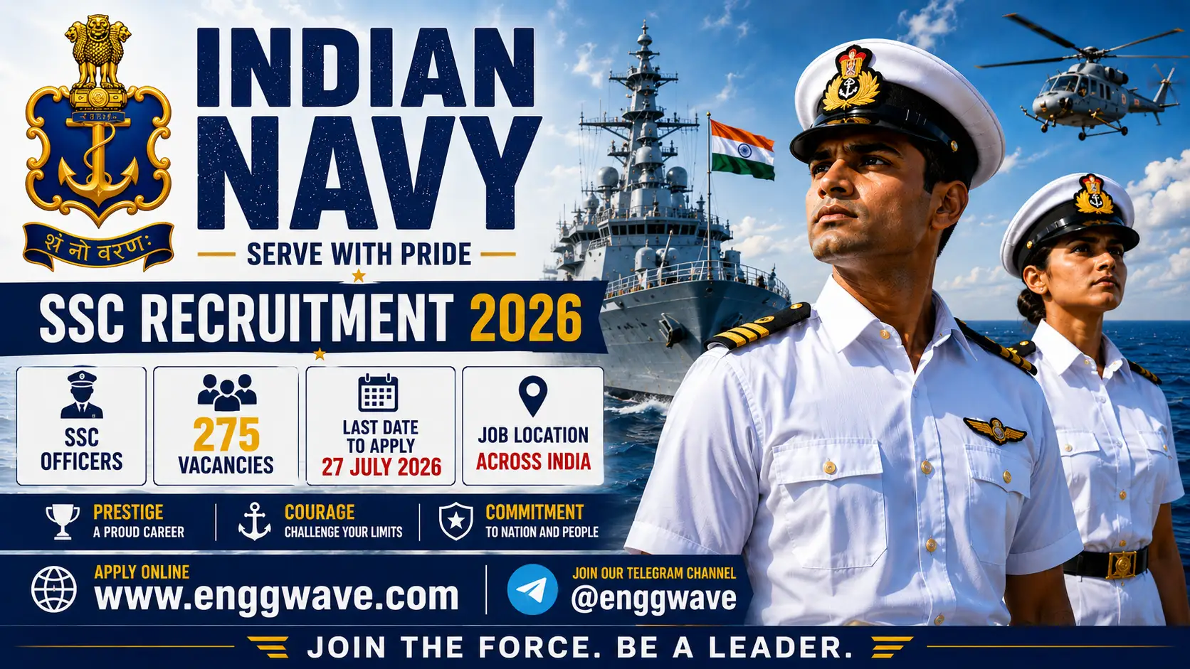 Indian Navy SSC Recruitment 2026 notification for 275 officer vacancies