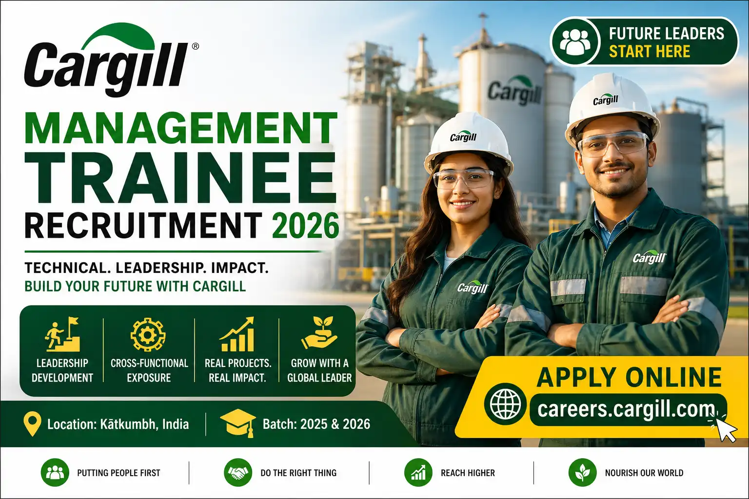 Cargill Management Trainee Recruitment 2026 for Mechanical, Electrical and Chemical Engineering graduates