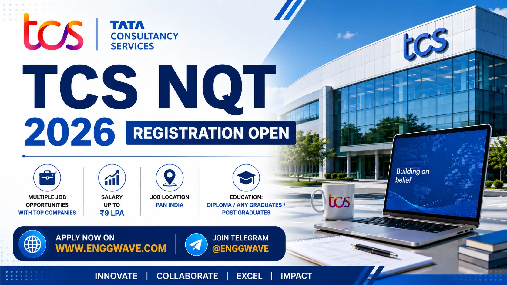 TCS NQT 2026 Registration Open for Freshers Apply Online