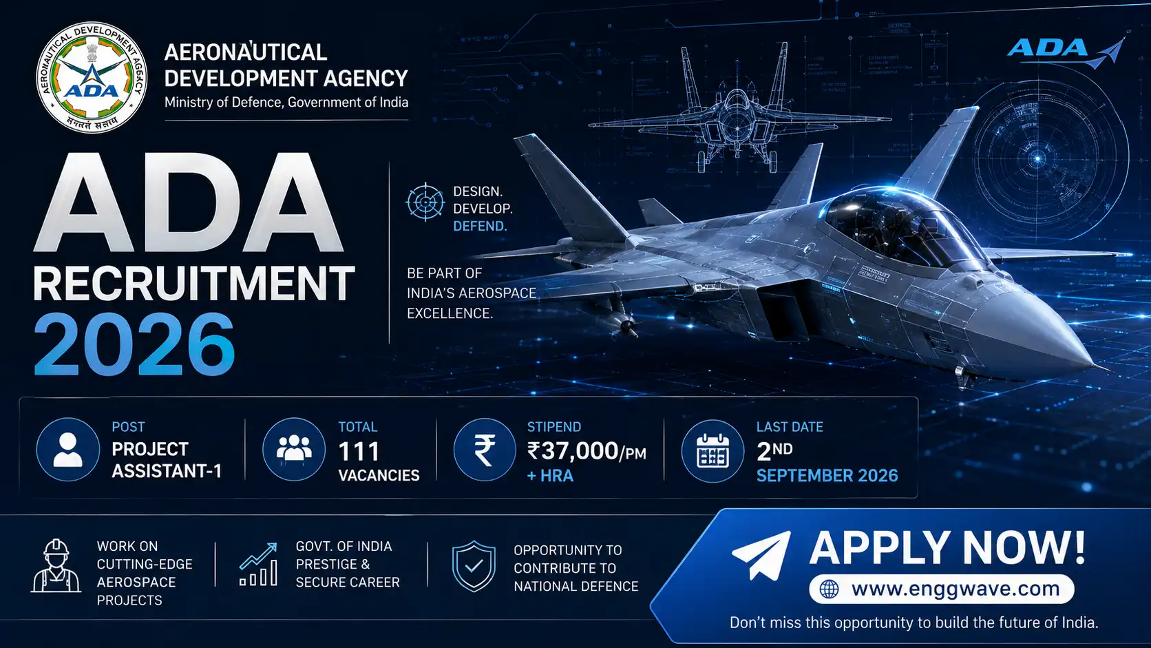 Aeronautical Development Agency ADA Recruitment 2026 Official Banner
