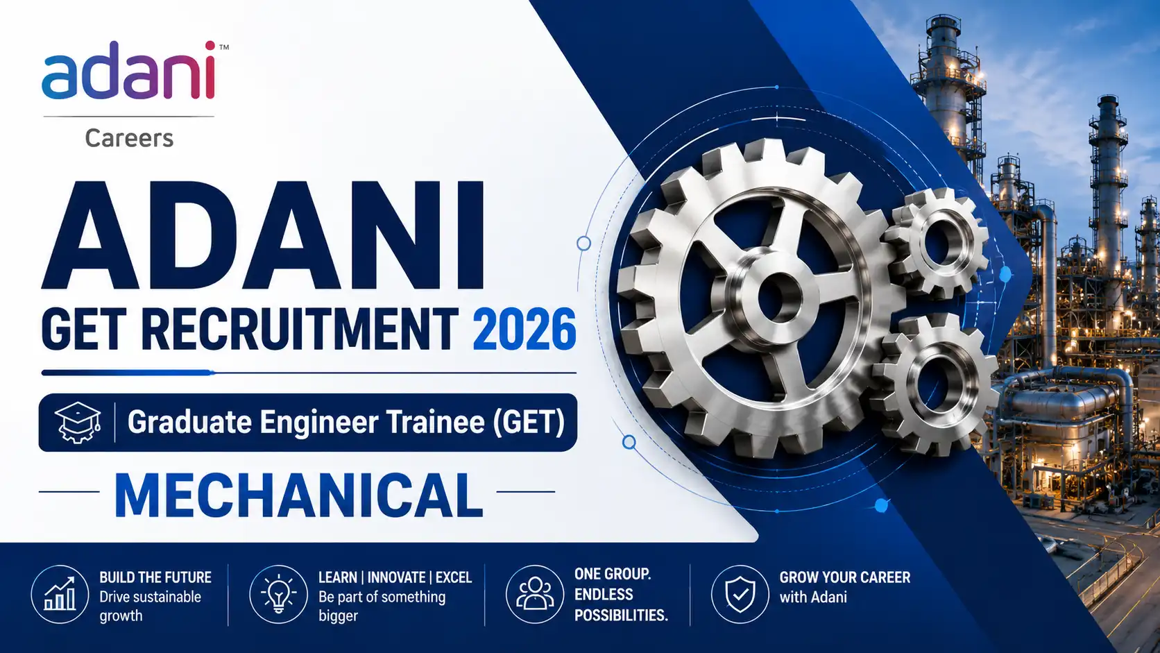 Adani GET Recruitment 2026 Graduate Engineer Trainee Job Banner