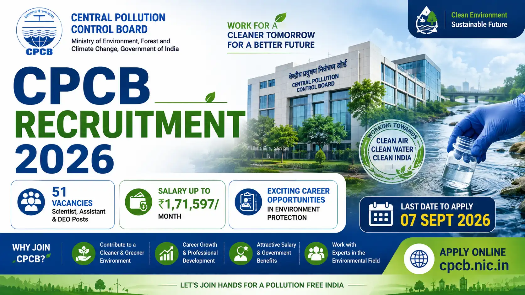 Central Pollution Control Board CPCB Recruitment 2026 Official Banner