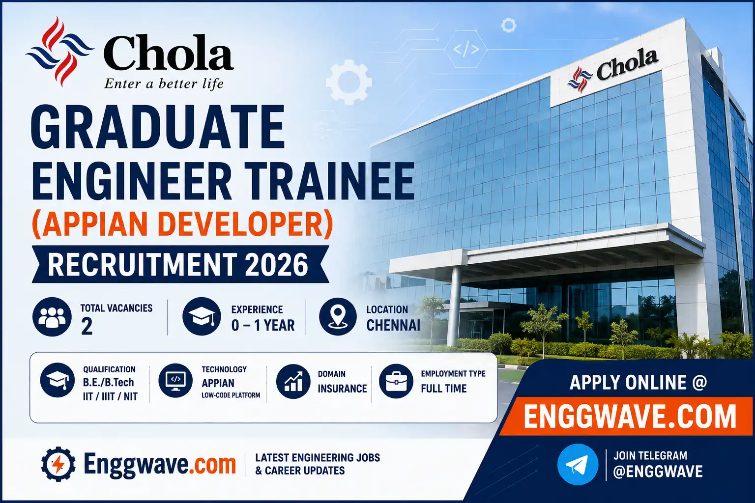 Chola Graduate Engineer Trainee Recruitment 2026 for Appian Developer