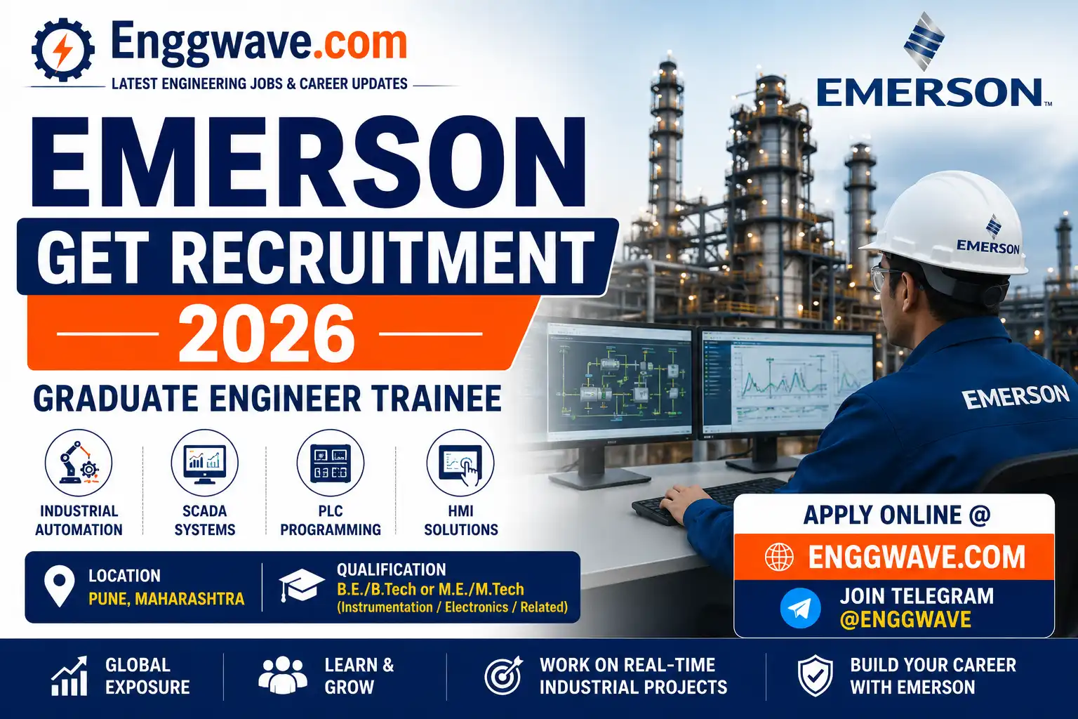 Emerson GET Recruitment 2026 hiring Graduate Engineer Trainees in Pune