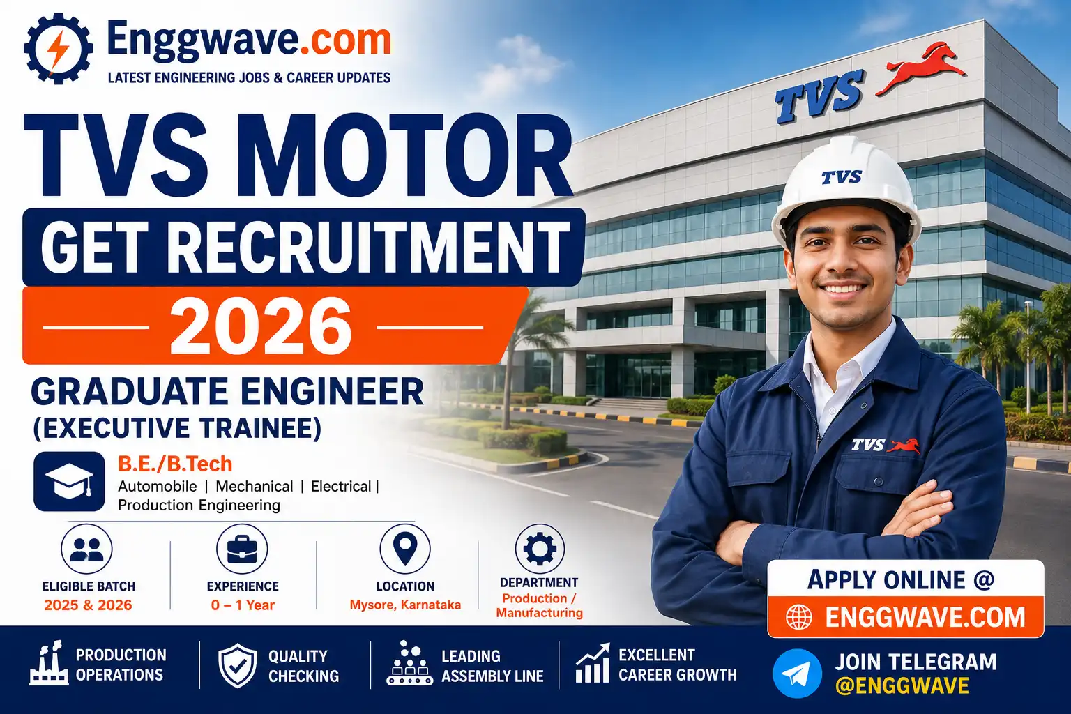 TVS Motor GET Recruitment 2026 for Graduate Engineer Executive Trainee