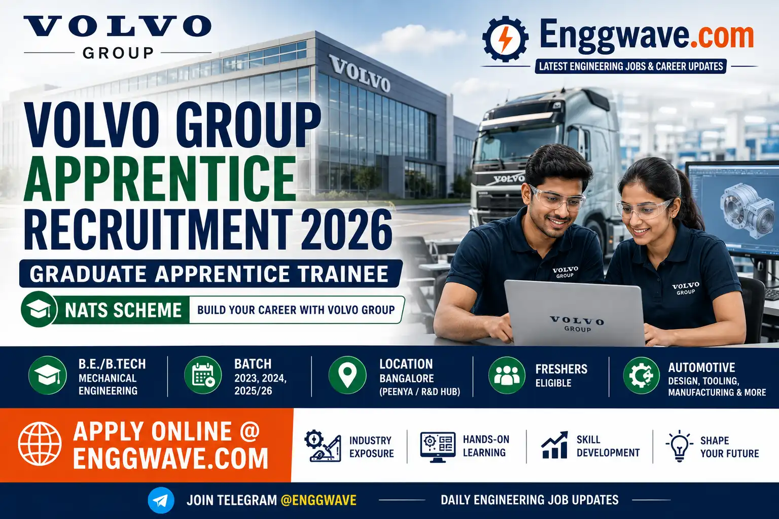 Volvo Group Apprentice Recruitment 2026 for Mechanical Engineering graduates in Bangalore